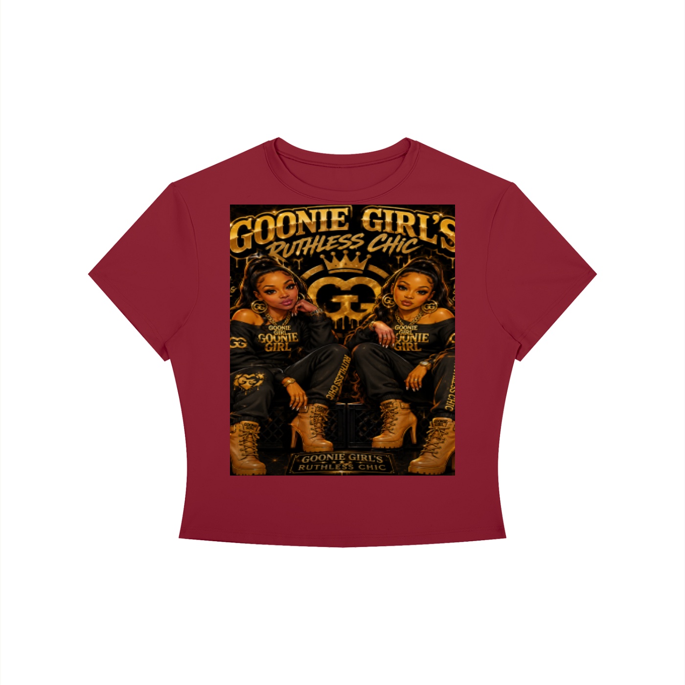Women's Crewneck Crop T-Shirt BG BIG EYE TOE TOE GOONIE GIRL'S RUTHLESS CHIC