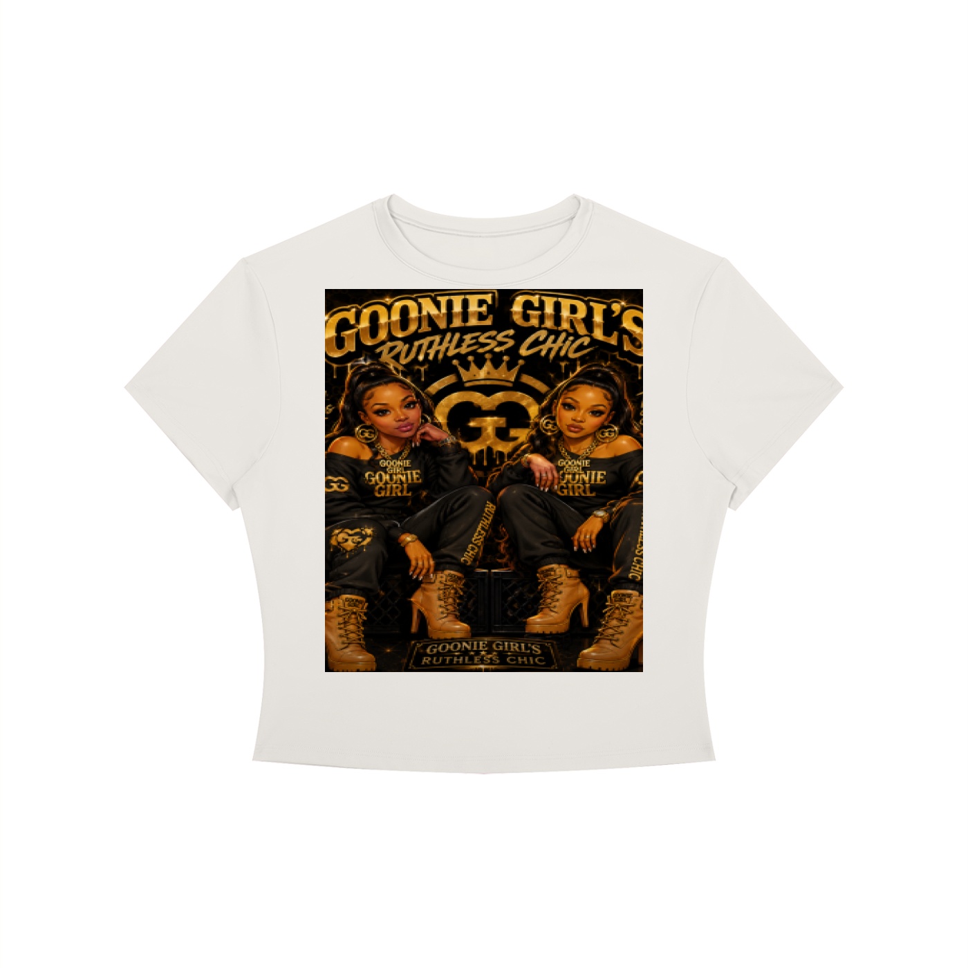 Women's Crewneck Crop T-Shirt BG BIG EYE TOE TOE GOONIE GIRL'S RUTHLESS CHIC - Image 7