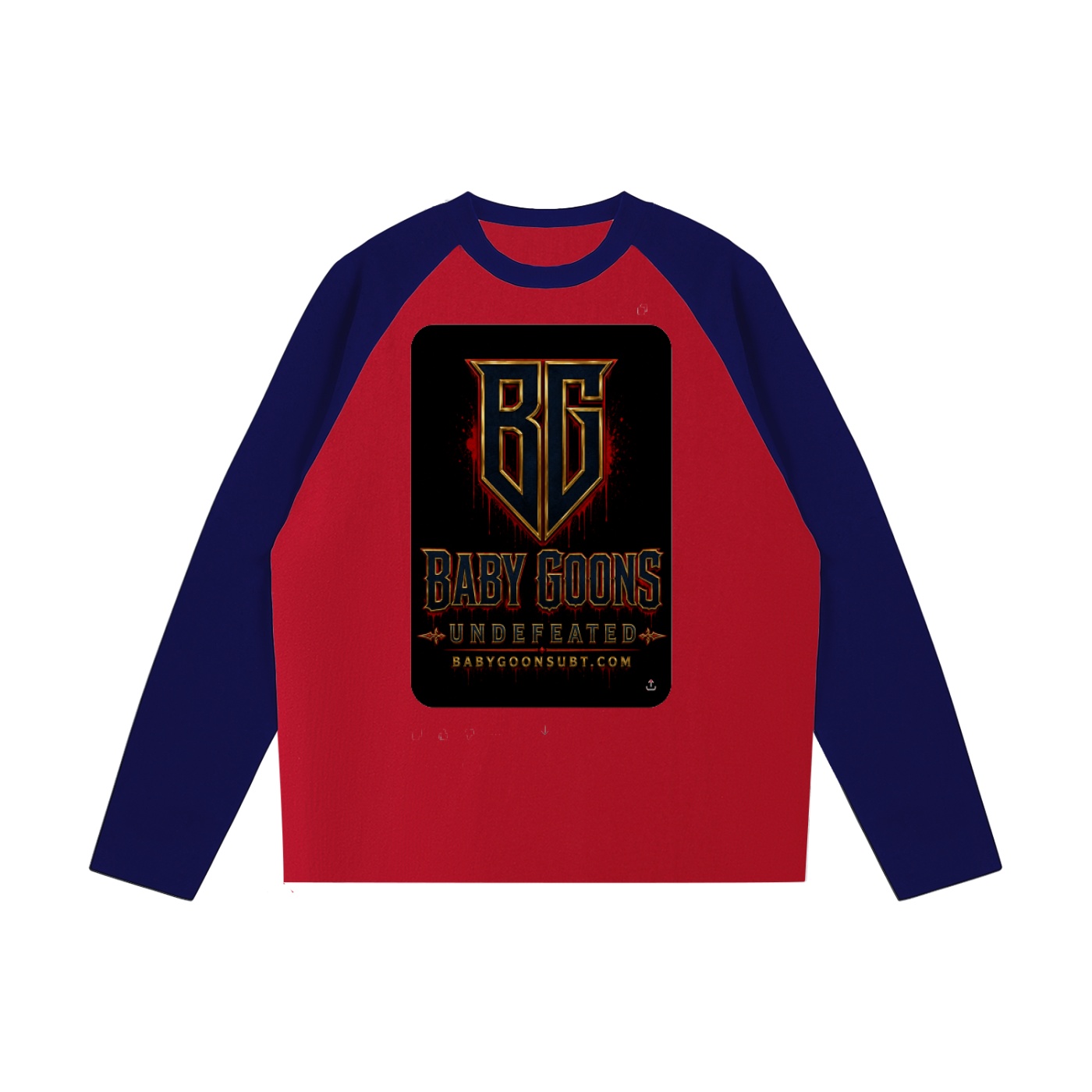 Color-Blocked Raglan Long-Sleeve T-Shirt BG BABY GOONS UNDEFEATED BLACK TOP