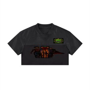Women’s Cropped Paneled V-Neck Jersey BG BABY GOONIES WEBTEENS WARRIOR