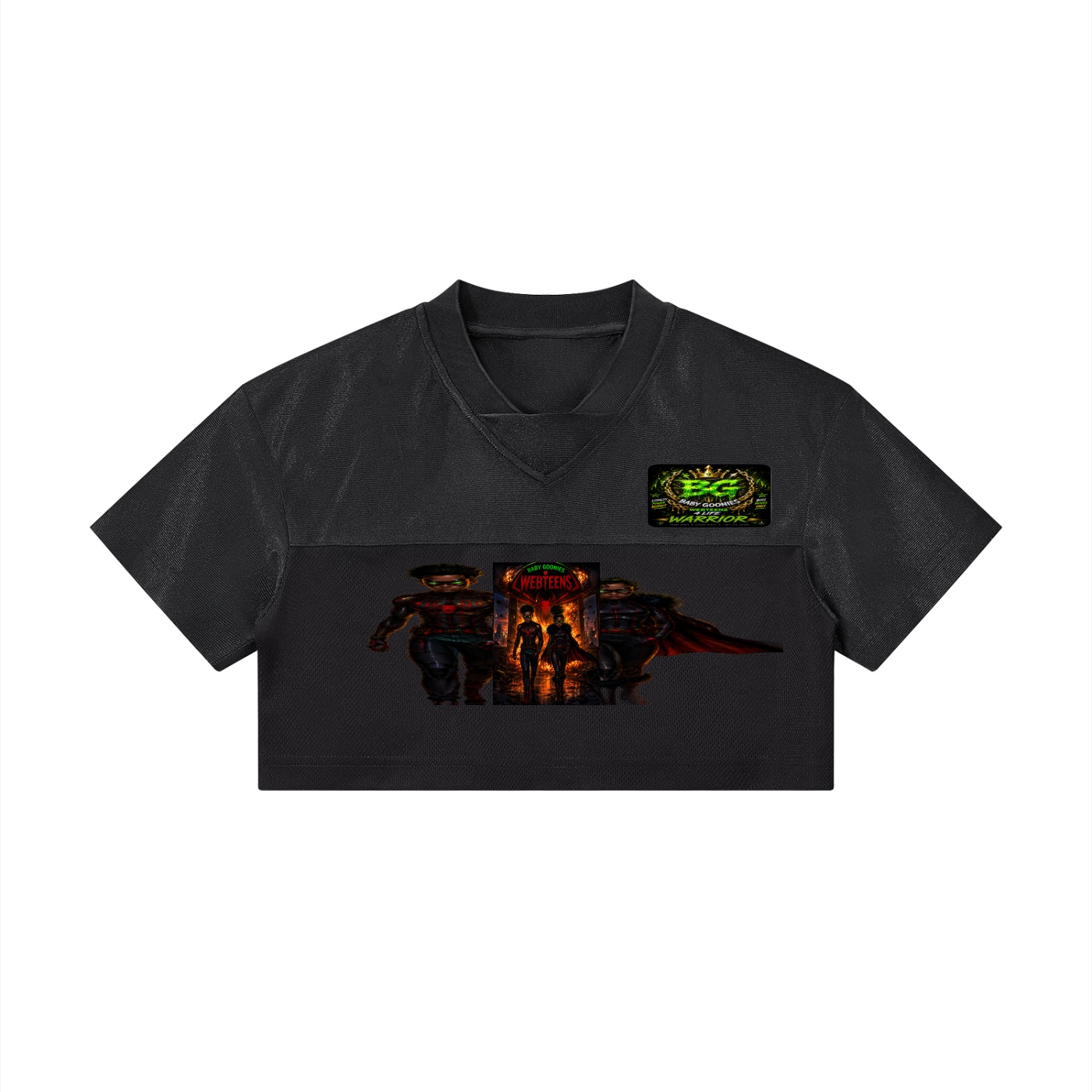 Women’s Cropped Paneled V-Neck Jersey BG BABY GOONIES WEBTEENS WARRIOR