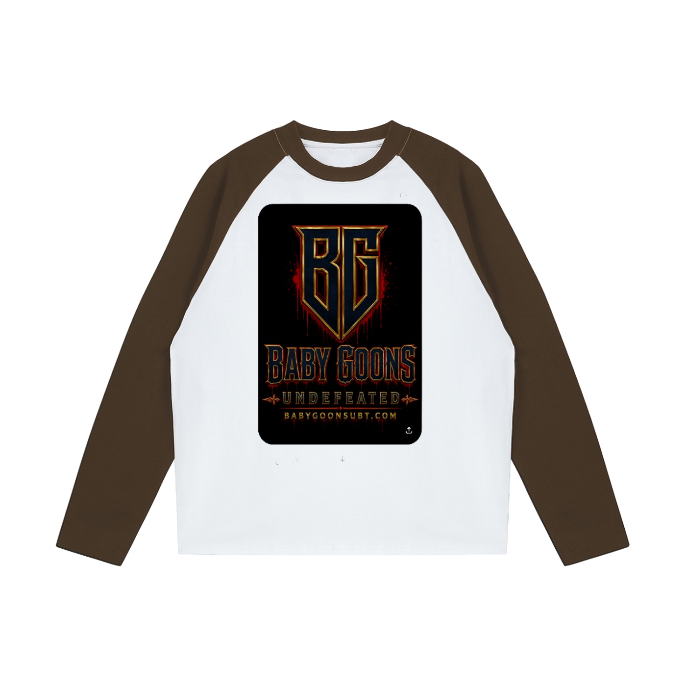 Color-Blocked Raglan Long-Sleeve T-Shirt BG BABY GOONS UNDEFEATED BLACK TOP - Image 3