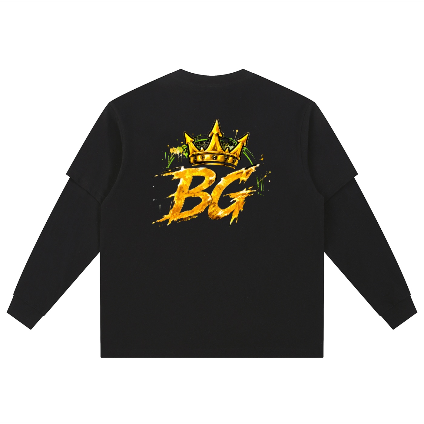 Layered Long Sleeve Oversized Tee BG BABY GOONIES WEBTEENS WARRIOR - Image 2