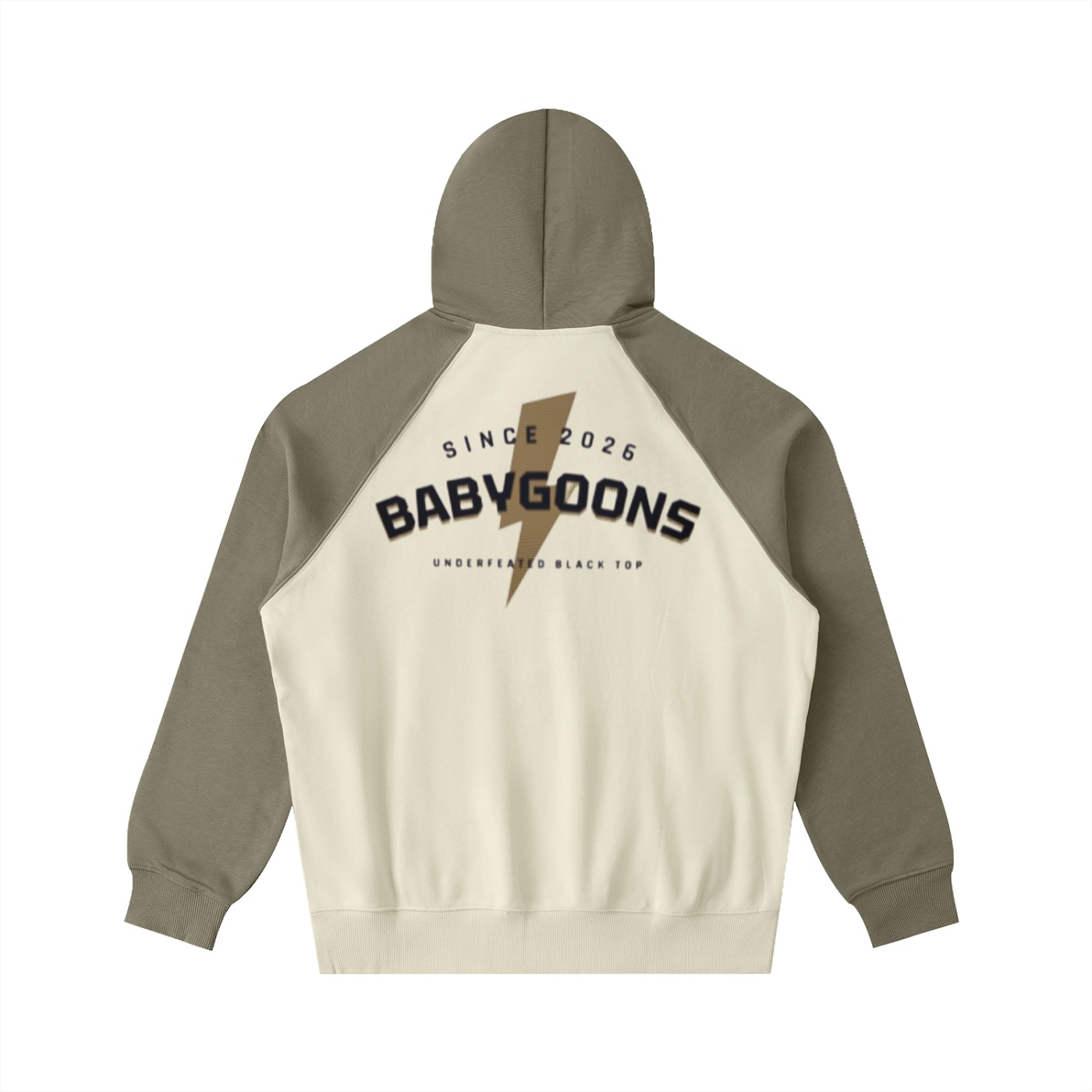 Color-Block Raglan Sleeve Hoodie BG BABY GOONS UNDEFEATED BLACK TOP COMPTON HUB CITY - Image 6