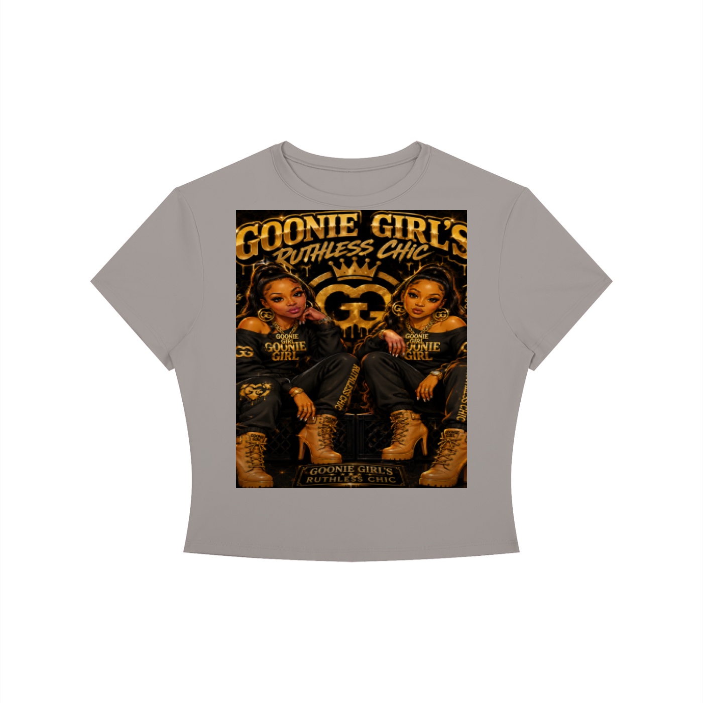 Women's Crewneck Crop T-Shirt BG BIG EYE TOE TOE GOONIE GIRL'S RUTHLESS CHIC - Image 5