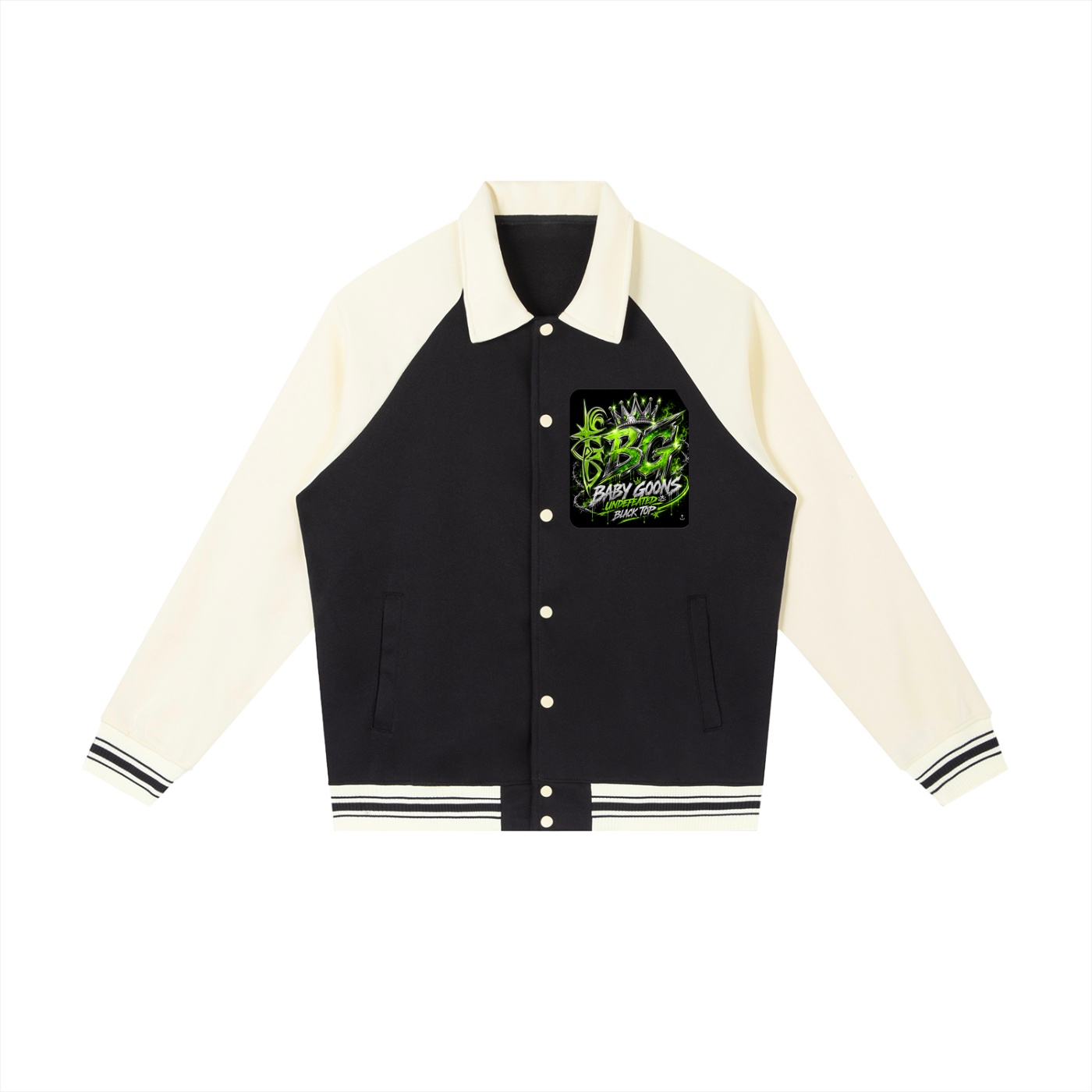 Contrast Raglan Sleeve Baseball Jacket BG BABY GOONIES WEBTEENS WARRIOR