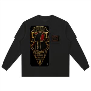 Layered Long Sleeve Oversized Tee. BG BABY GOONS UNDEFEATED BLACK TOP