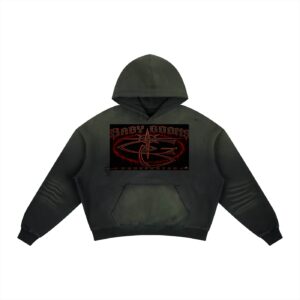 Frayed Sunfade Boxy Fleece Hoodie BG BABY GOONS UNDEFEATED BLACK TOP