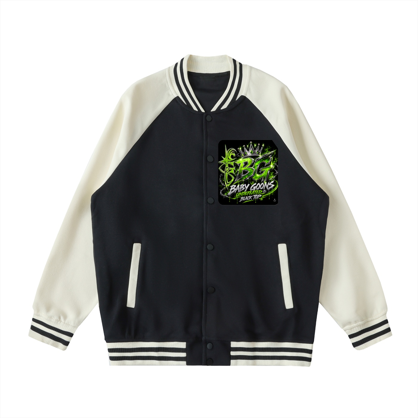 Two Tone Raglan Sleeve Varsity Jacket