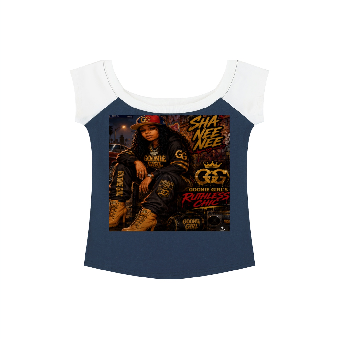 Women's Color Block Raglan Baby T-Shirt BG GOONIE GIRL'S RUTHLESS CHIC SHA NEE NEE - Image 3