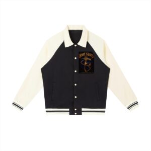Contrast Raglan Sleeve Baseball Jacket BG BABY GOONS UNDEFEATED BLACK TOP