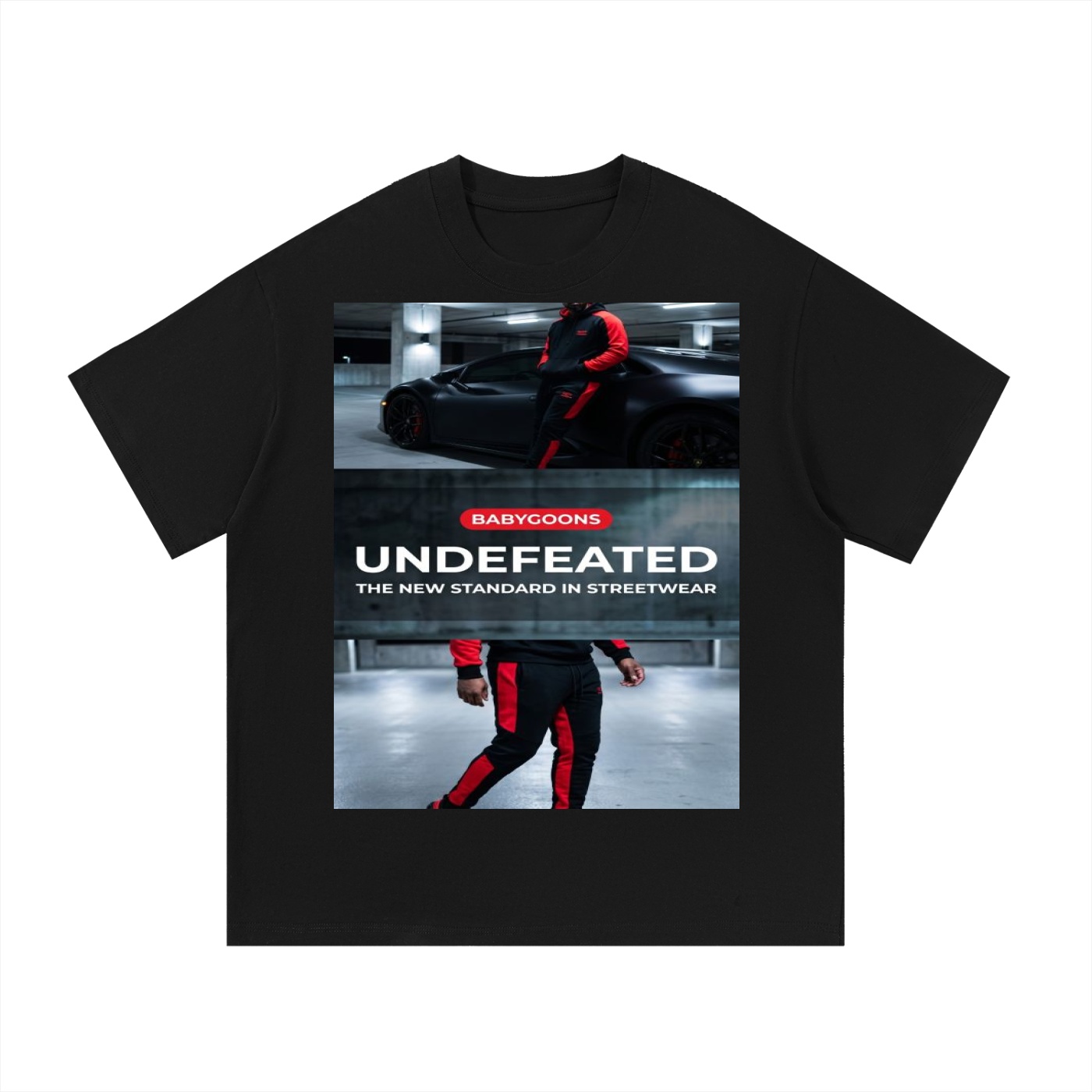 Essential Cotton T-Shirt BG BABY GOONS UNDEFEATED BLACK TOP