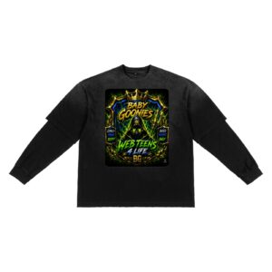 Sunfade Hand-Frayed Faux Two-Piece T-Shir BG BABY GOONIES WEBTEENS WARRIOR t