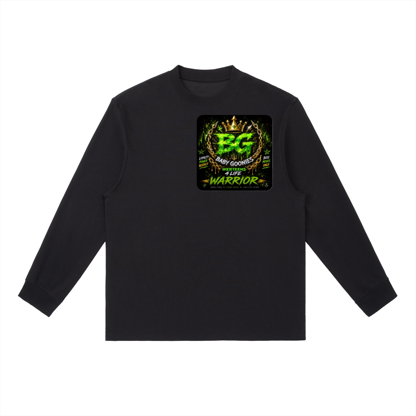 Essential Crewneck Long-Sleeve T-Shirt BG BABY GOONIES WEBTEENS WARRIOR