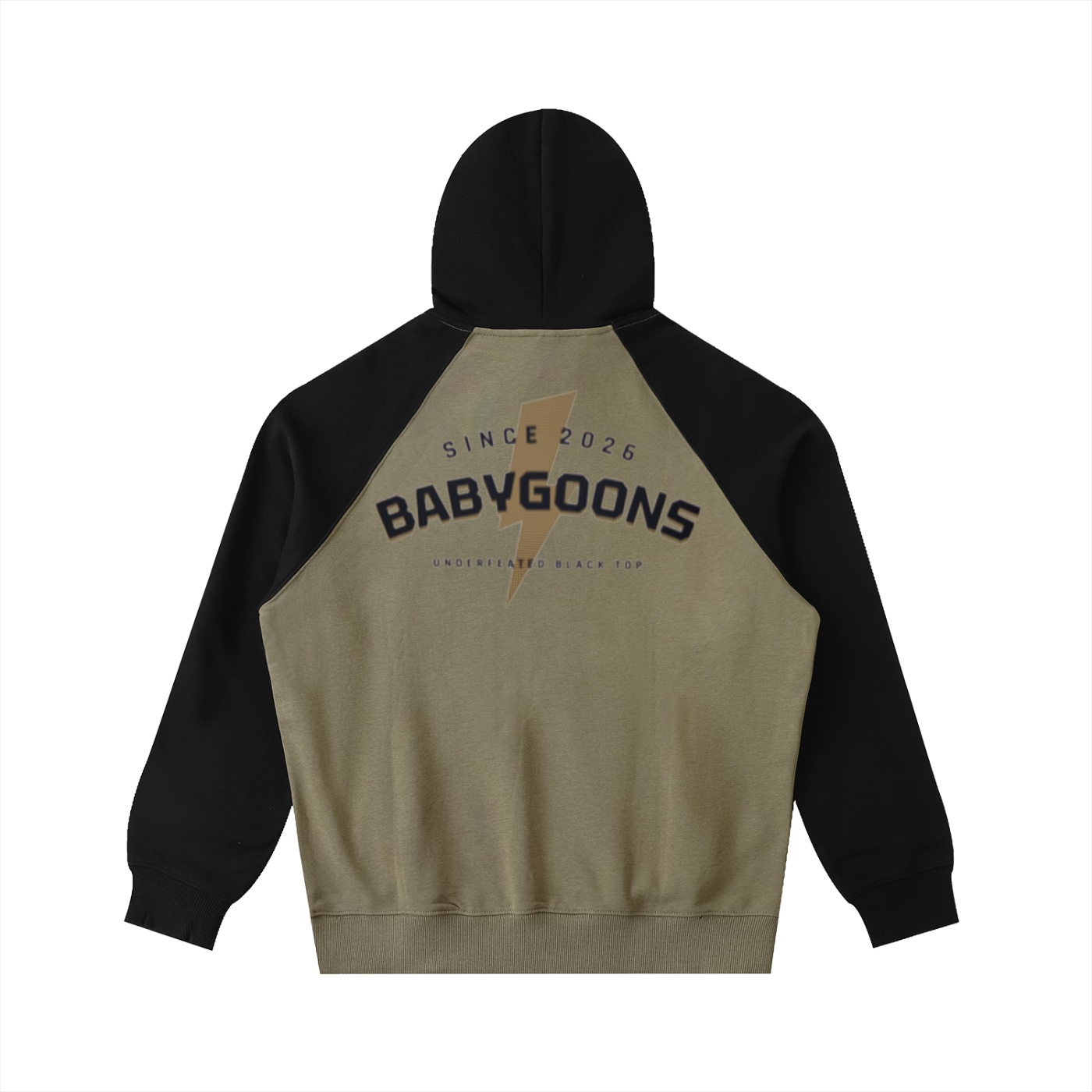 Color-Block Raglan Sleeve Hoodie BG BABY GOONS UNDEFEATED BLACK TOP COMPTON HUB CITY - Image 2