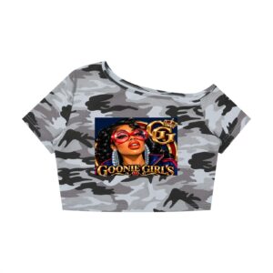 Women's Camo Off-Shoulder Crop T-Shirt