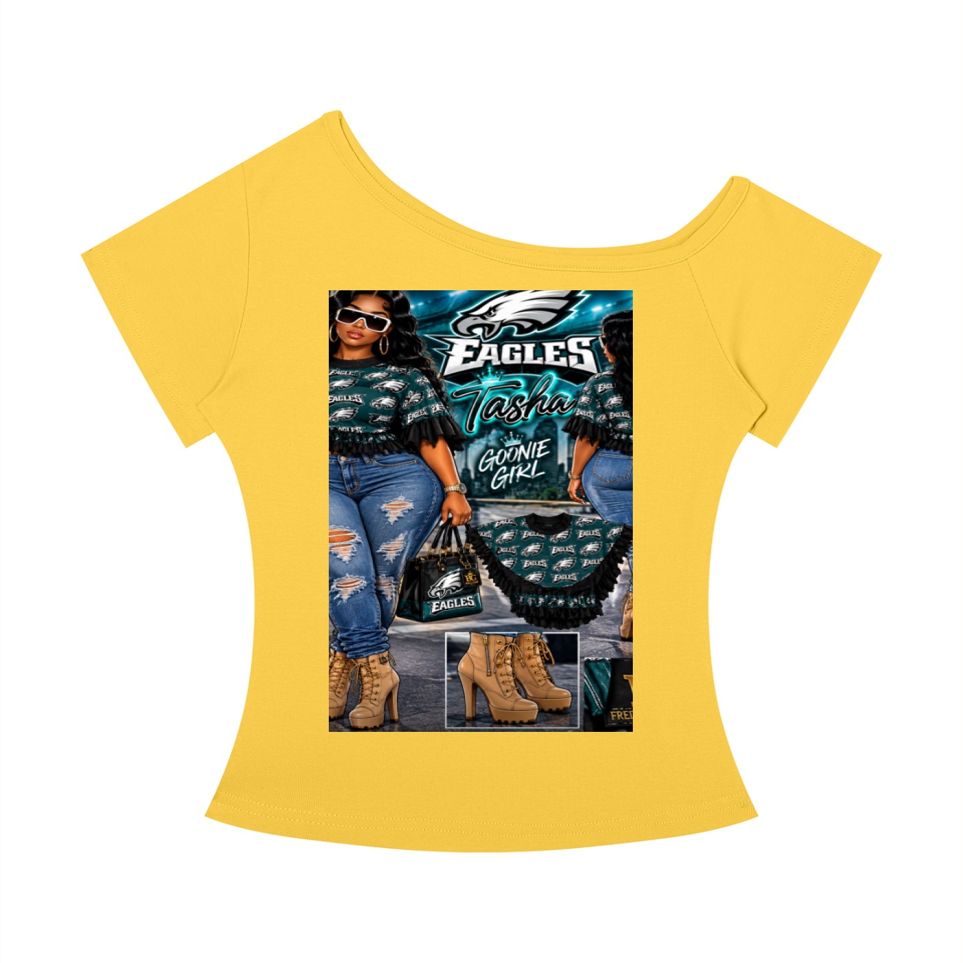 Women’s Off-the-Shoulder T-Shirt - Image 9