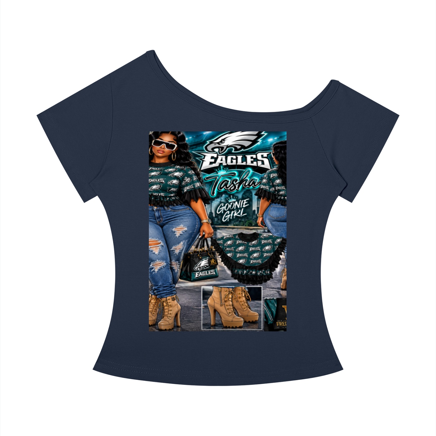 Women’s Off-the-Shoulder T-Shirt - Image 3